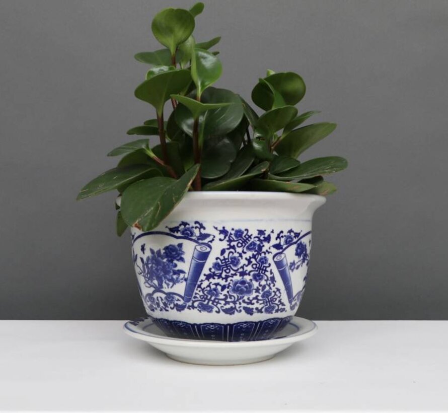 China porcelain flowerpot blue-white with peony flower Ø33cm