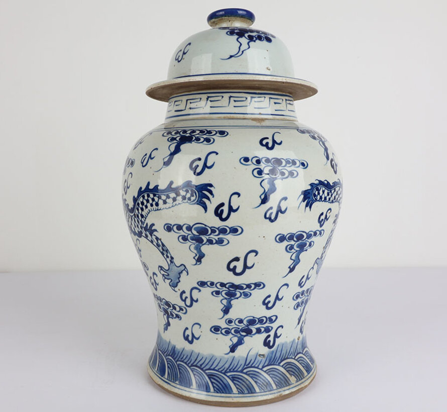 Chinese porcelain lidded vase 35 cm high Ø 22cm dragon