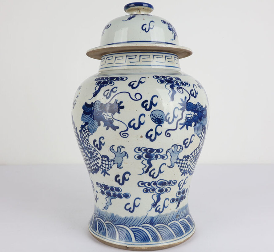 Chinese porcelain lidded vase 35 cm high Ø 22cm dragon