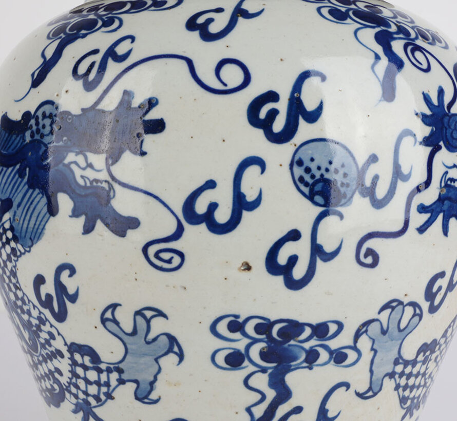 Chinese porcelain lidded vase 35 cm high Ø 22cm dragon