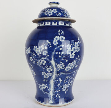 Yajutang Chinese Porcelain Lid Vase blue