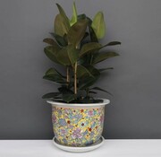 Yajutang Flowerpot yellow & colorful flowers Ø 33