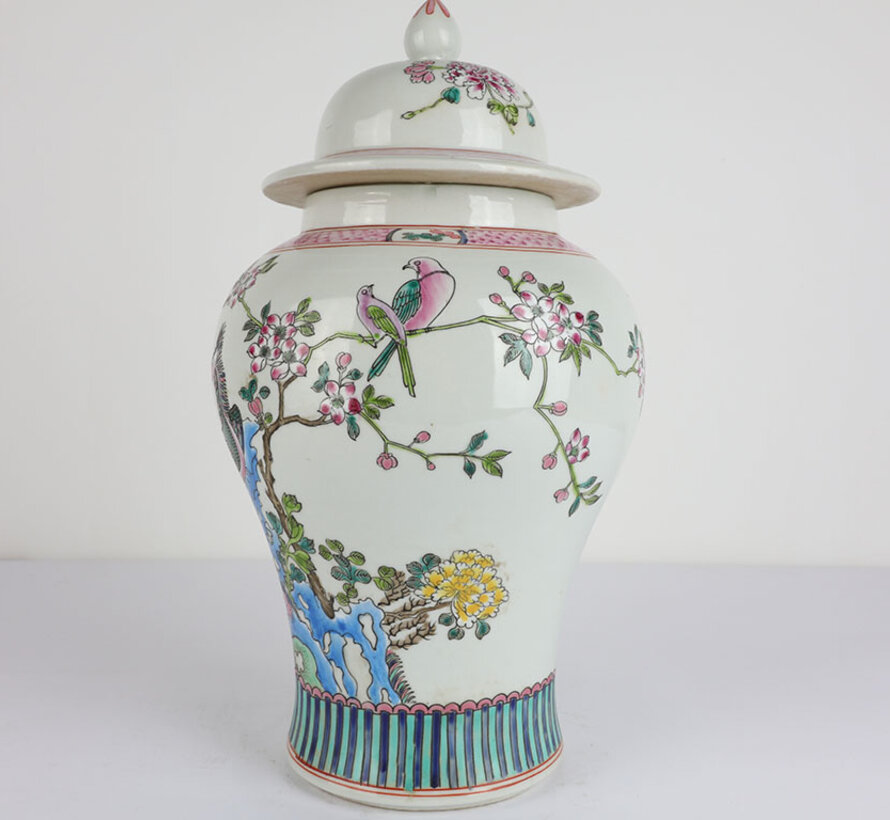 Chinese porcelain lidded vase 40 cm high Ø 20cm Phoenix