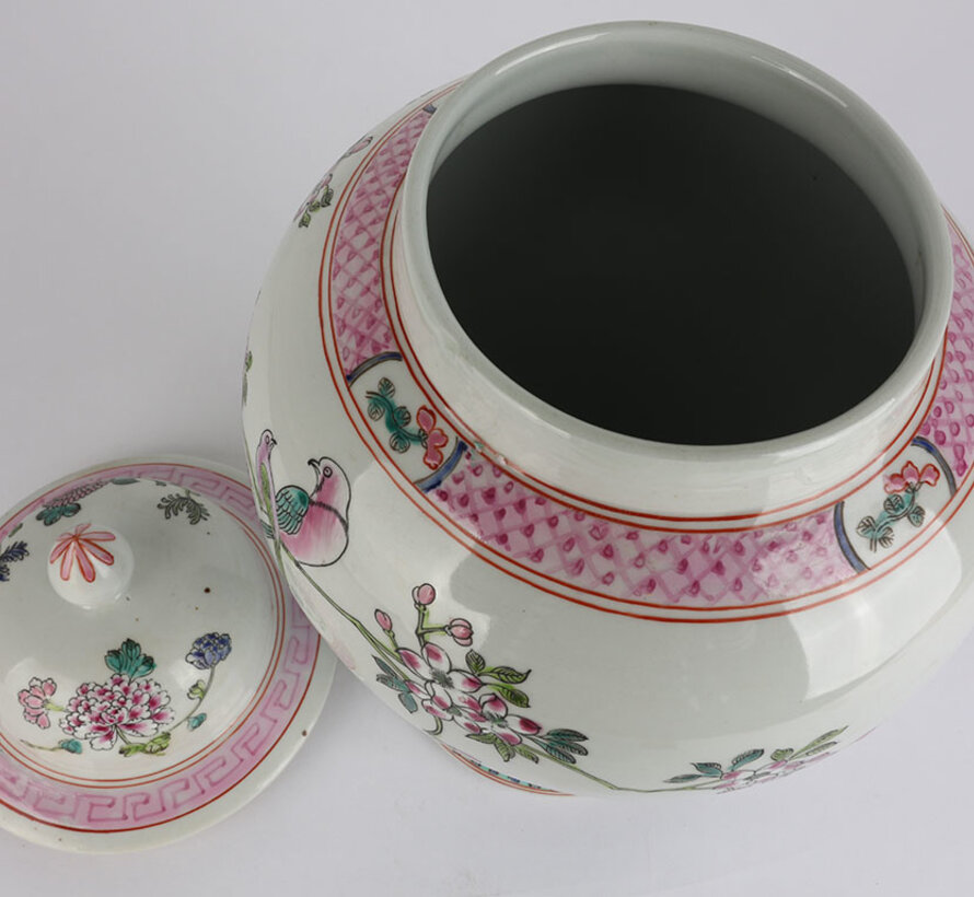 Chinese porcelain lidded vase 40 cm high Ø 20cm Phoenix