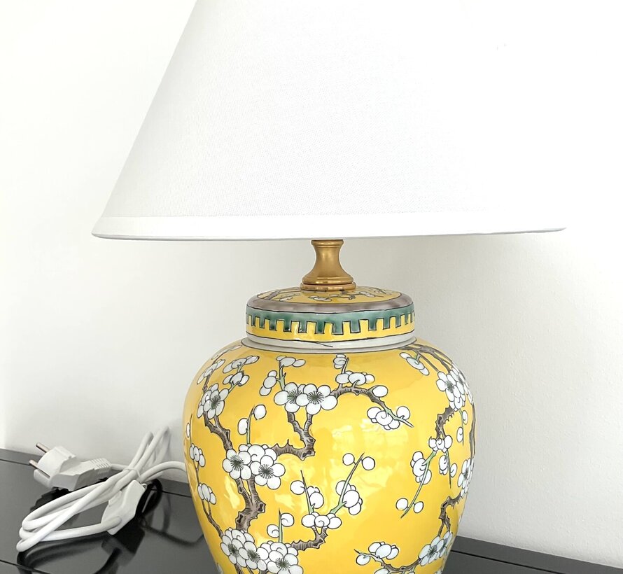 Chinese Vase Lamp with plum blossom yellow