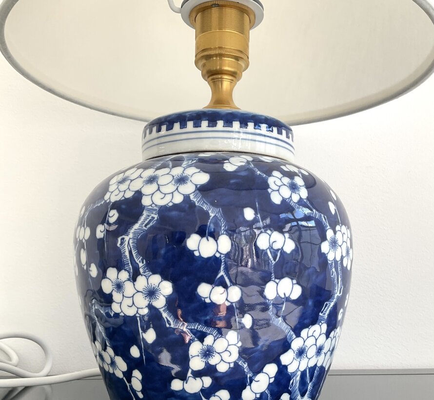 Chinesische Vasenleuchte mit Pflaumenblüte Vase blau