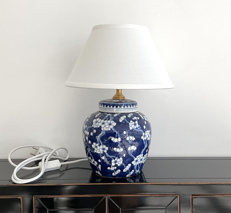 Chinese Vase Lamp with plum blossom blue