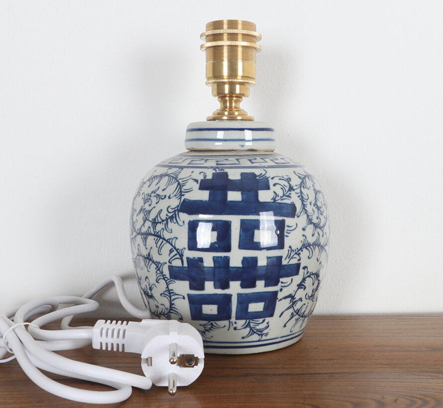 Porcelain vase lamp with double luck