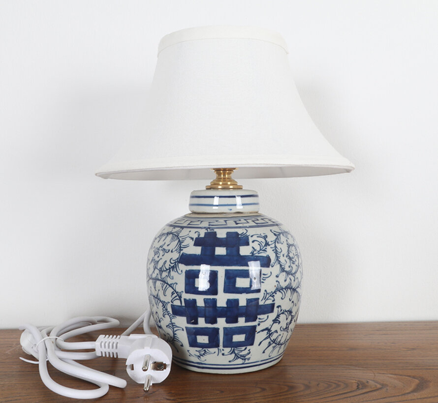 Porcelain vase lamp with double luck