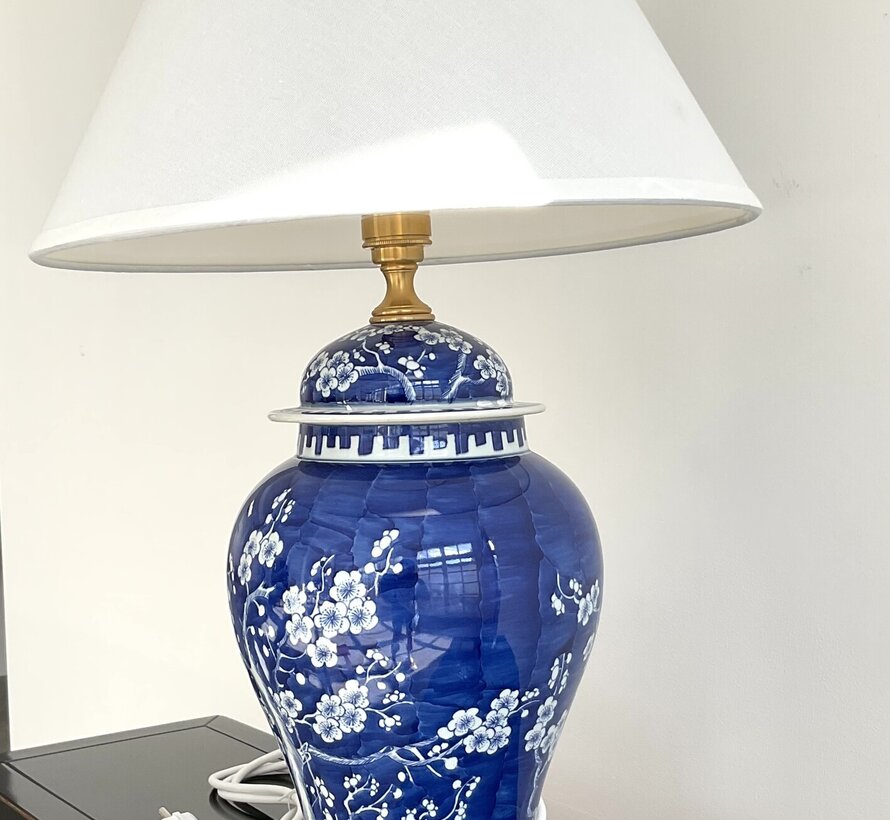 Chinesische Vasenleuchte mit Pflaumenblüte Vase blau