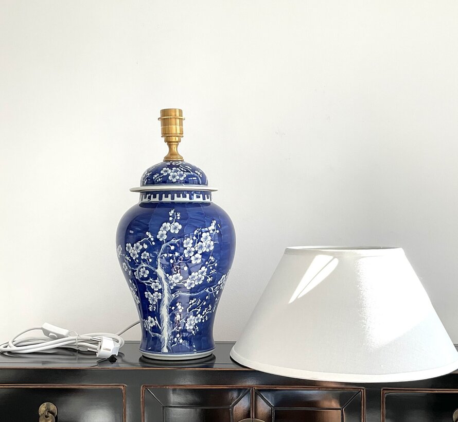 Chinesische Vasenleuchte mit Pflaumenblüte Vase blau