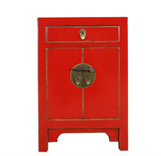 Yajutang red bedside table & natural wood edges