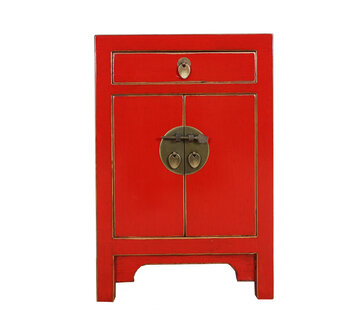 Yajutang rot Nachtschrank mit Naturholz Kanten