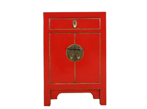 Yajutang rot Nachtschrank mit Naturholz Kanten