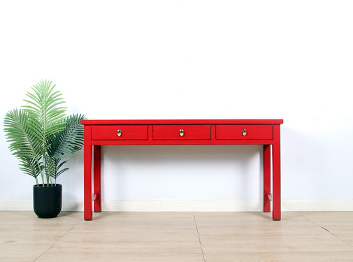 Yajutang console table black natural wood edges