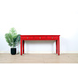console table black with natural wood edging 3 drawers