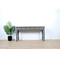 console table black with natural wood edging 3 drawers