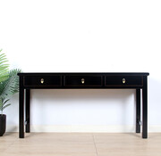 Yajutang console table black natural wood edges