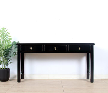 Yajutang console table black natural wood edges