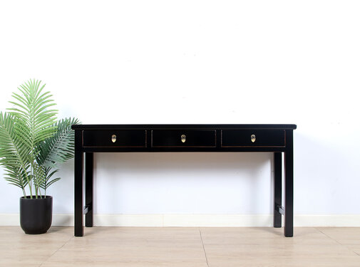 Yajutang console table black natural wood edges
