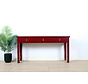 console table black with natural wood edging 3 drawers