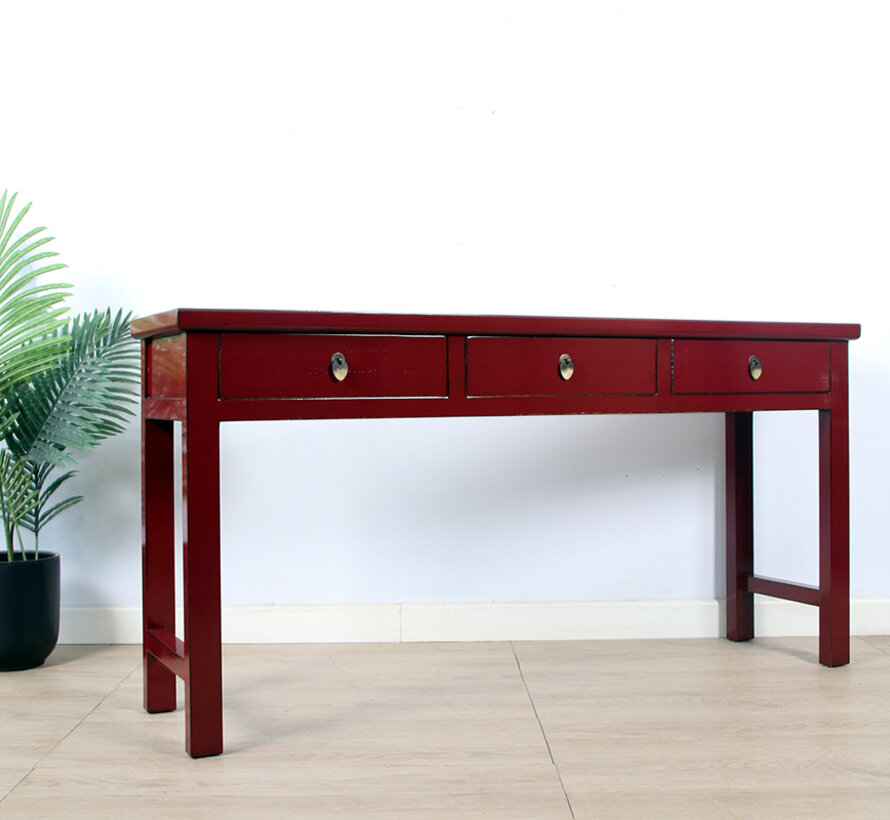 console table black with natural wood edging 3 drawers