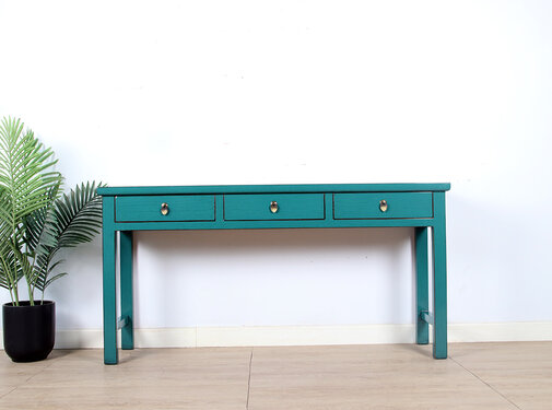 Yajutang console table black natural wood edges