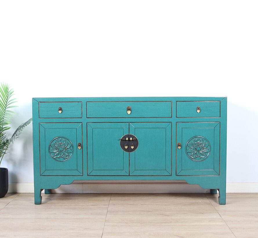 Sideboard with lotus flowers symbol of purity enlightenment