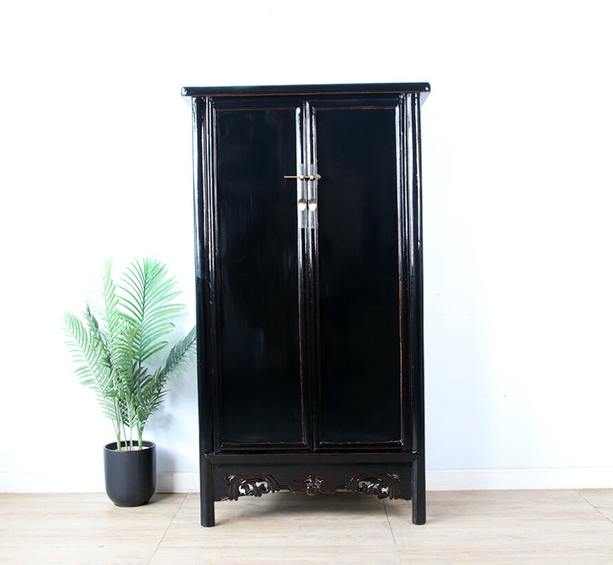Antiker chinesischer Schrank Schwarz Massivholz | Yajutang