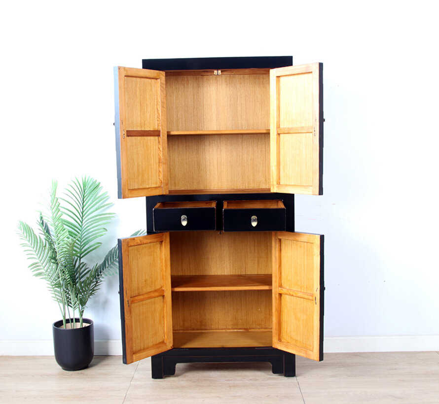 Chinesischer Schrank Hochzeitsschrank Massivholz schwarz