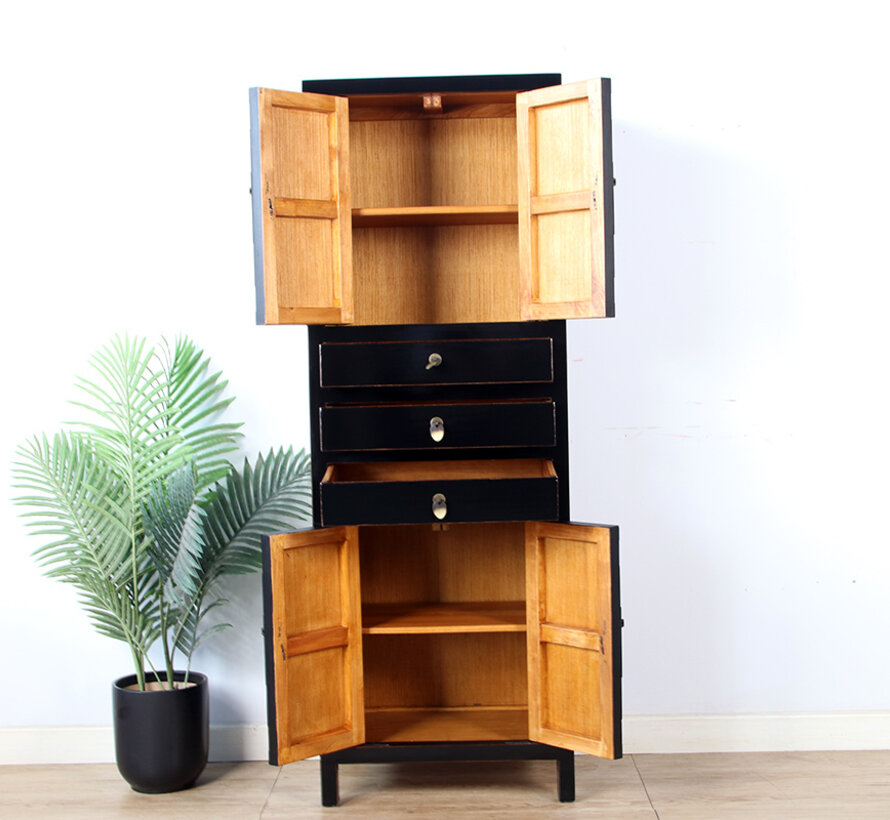 Chinesischer Schrank Hochzeitsschrank Massivholz schwarz