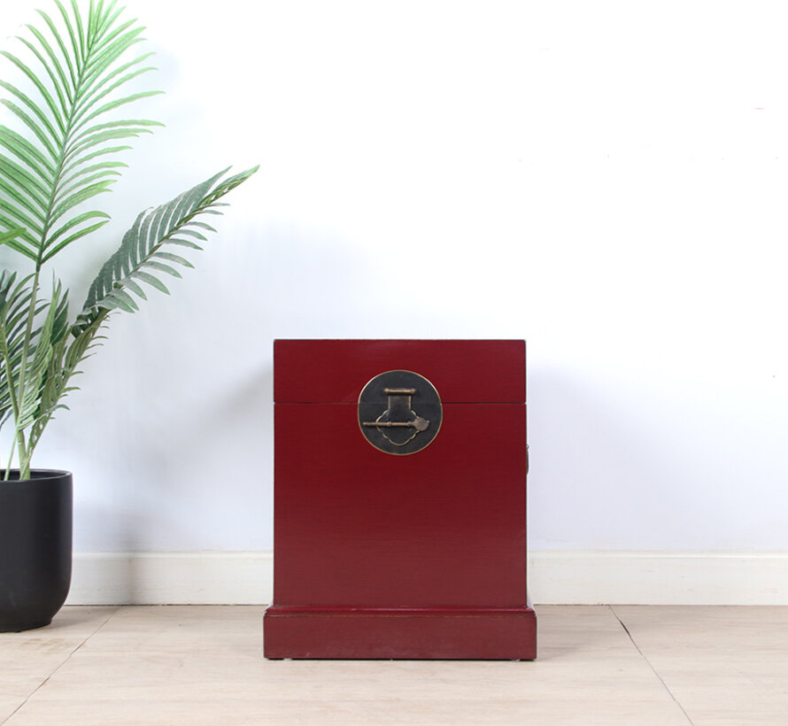 Chinesische Truhe rot RAL3004 Massivholz Messingbeschlag | Yajutang