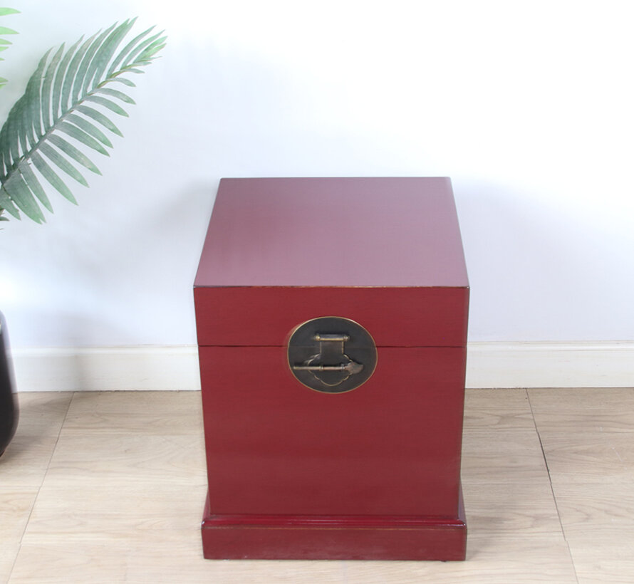 Chinesische Truhe rot RAL3004 Massivholz Messingbeschlag | Yajutang