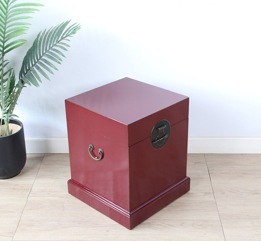 Chinesische Truhe rot RAL3004 Massivholz Messingbeschlag | Yajutang