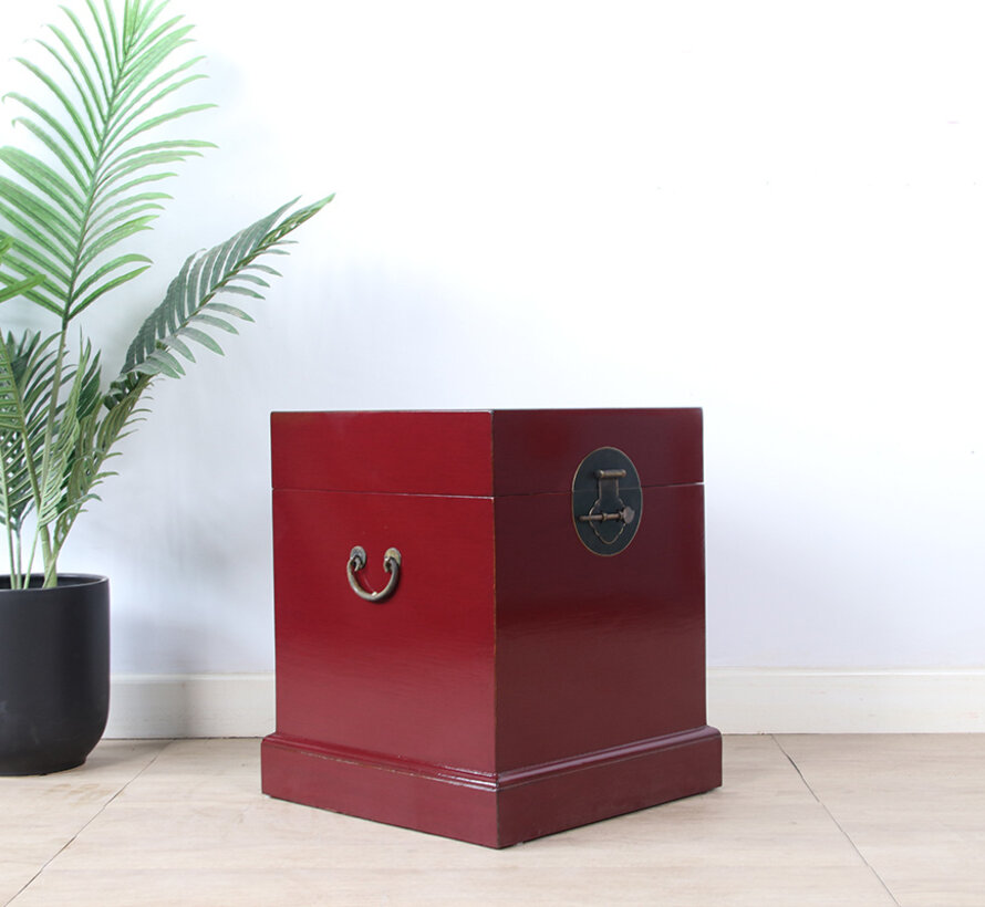 Chinesische Truhe rot RAL3004 Massivholz Messingbeschlag | Yajutang