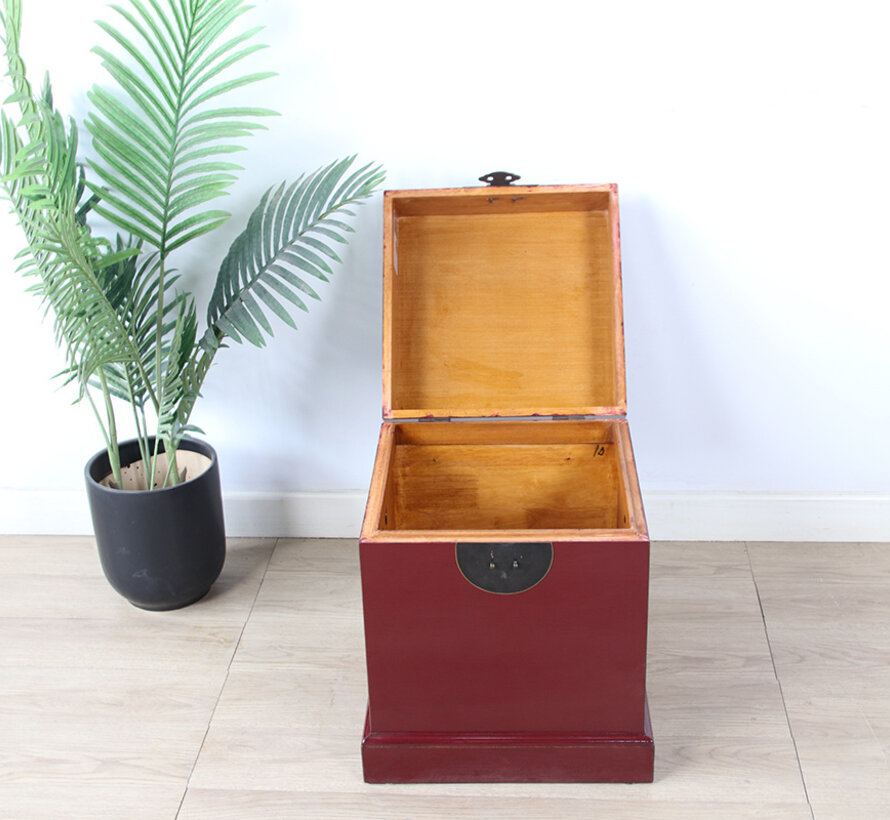 Chinesische Truhe rot RAL3004 Massivholz Messingbeschlag | Yajutang