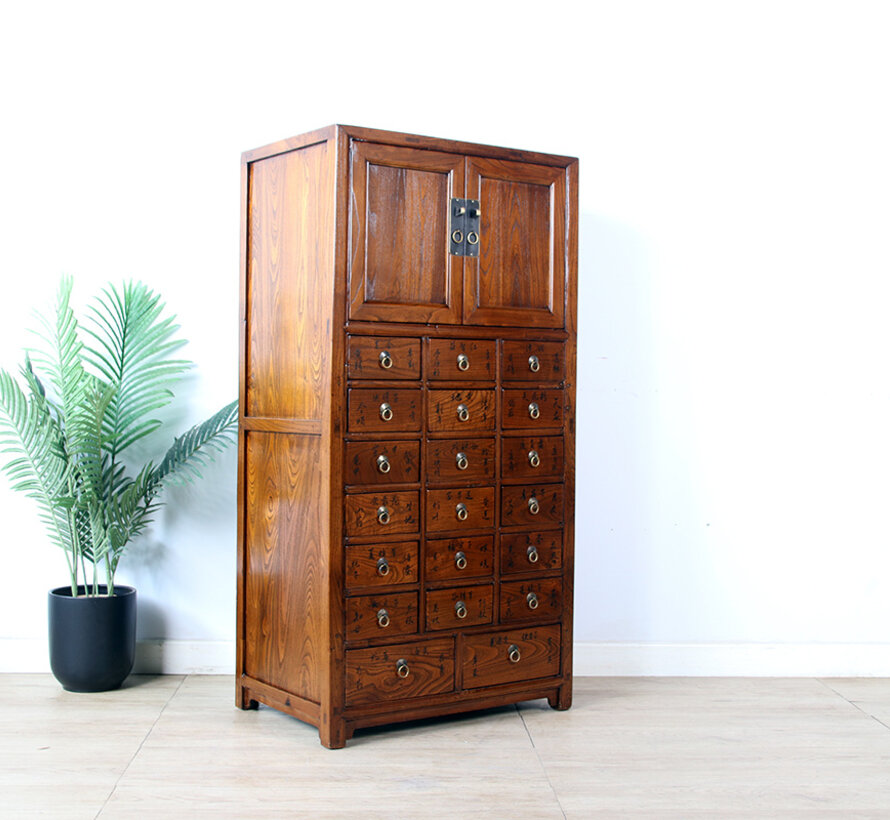 antique apothecary cabinet with 20 drawers and Double doors