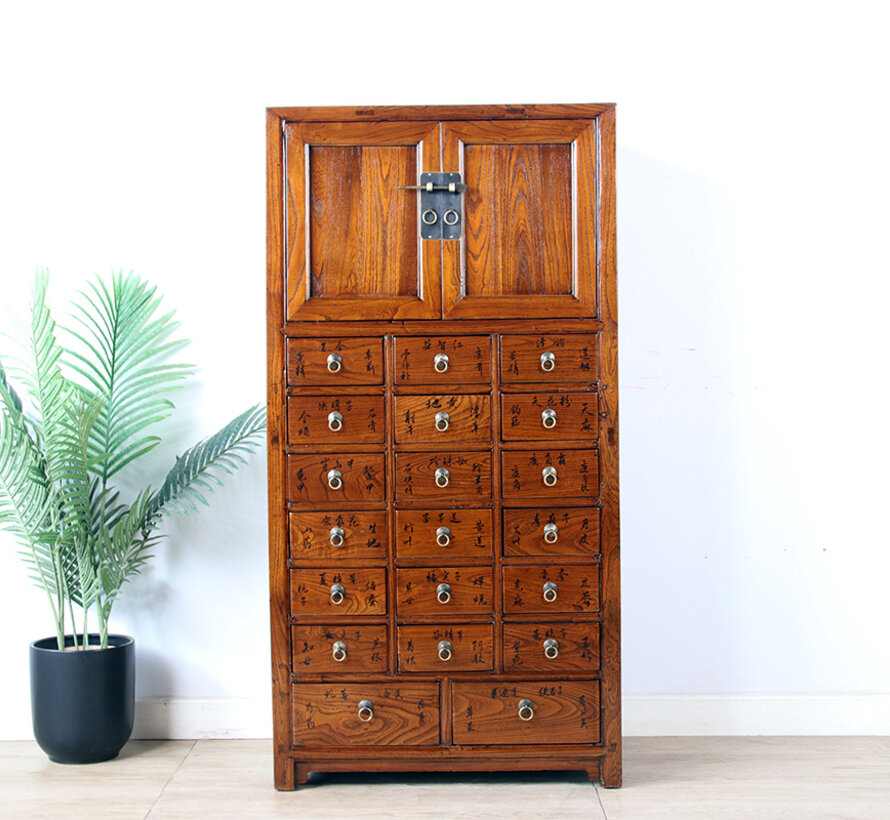 antique apothecary cabinet with 20 drawers and Double doors
