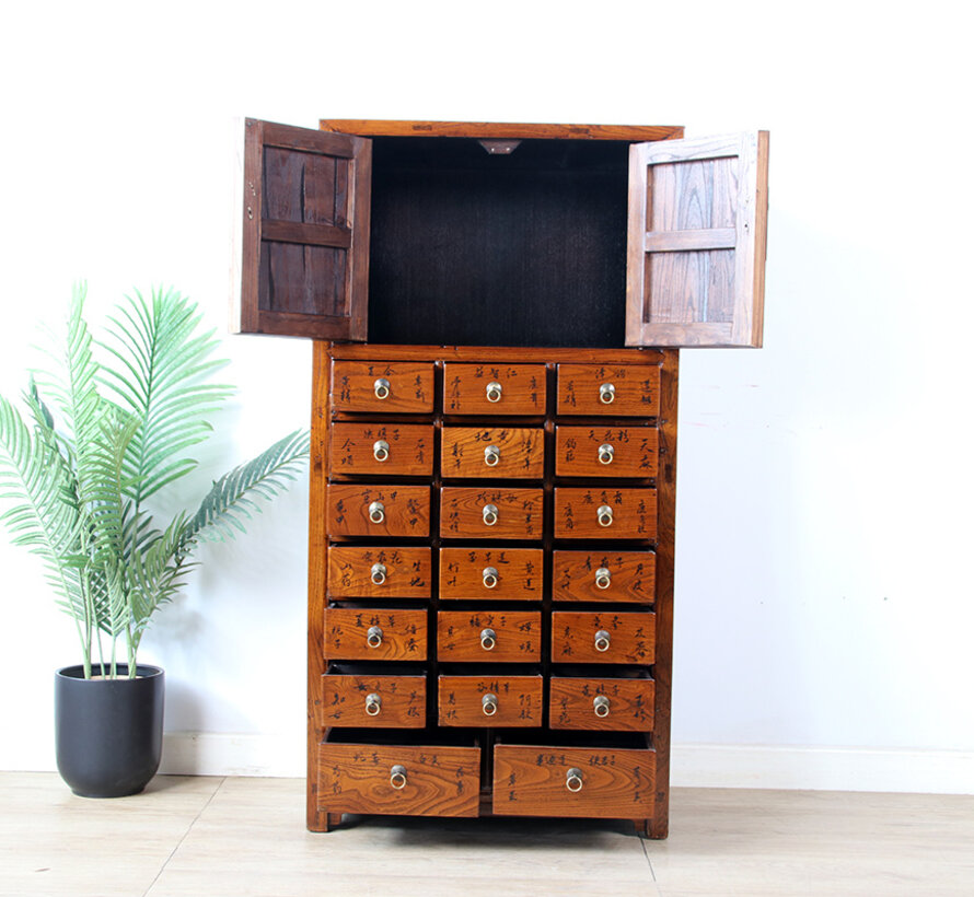 antique apothecary cabinet with 20 drawers and Double doors
