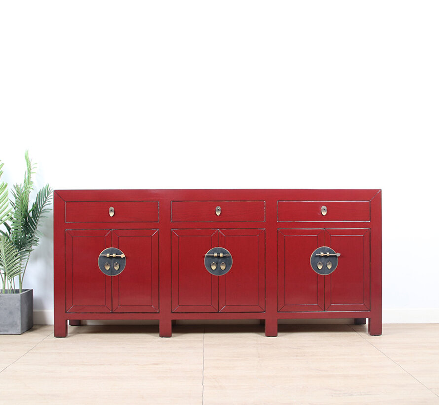 chinesisches Sideboard 6 Türen 3 Schubladen purpurrot RAL3004