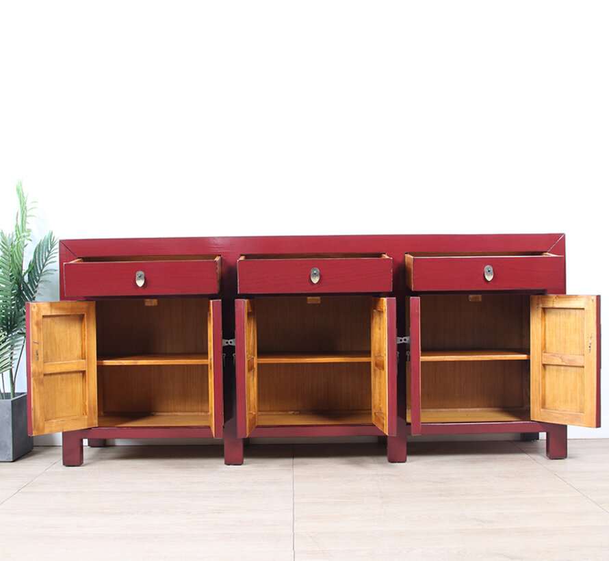 chinesisches Sideboard 6 Türen 3 Schubladen purpurrot RAL3004