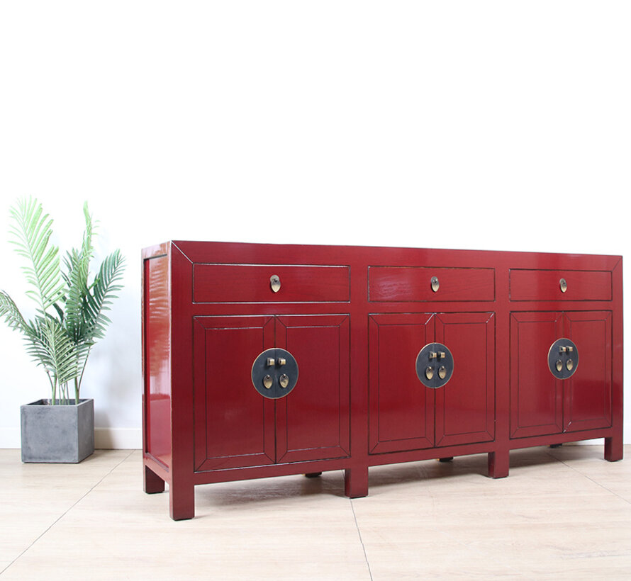 chinesisches Sideboard 6 Türen 3 Schubladen purpurrot RAL3004