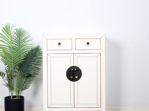 Yajutang Chinese dresser wedding cabinet cream white