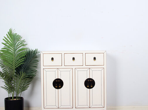 Yajutang Chinesische Kommode Asiatisch Cremeweiß