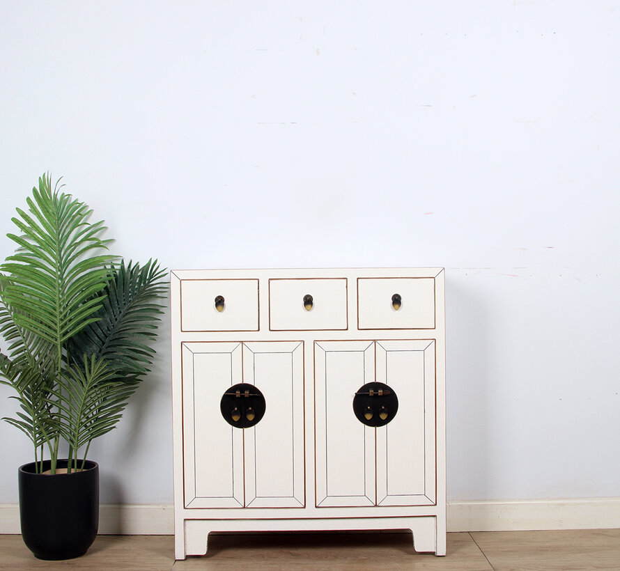 Chinese dresser 25 cm Deep Oriental / Asian style Cream white