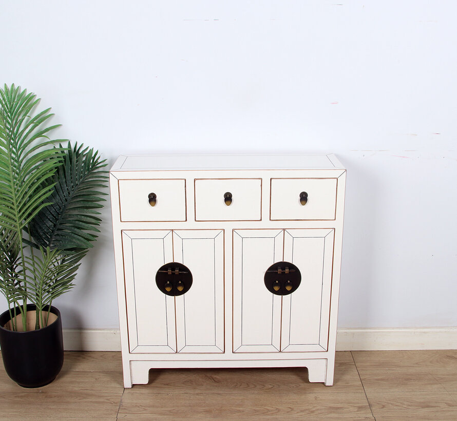 Chinese dresser 25 cm Deep Oriental / Asian style Cream white