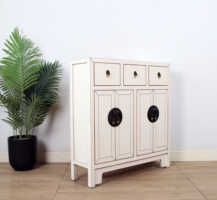 Chinese dresser 25 cm Deep Oriental / Asian style Cream white