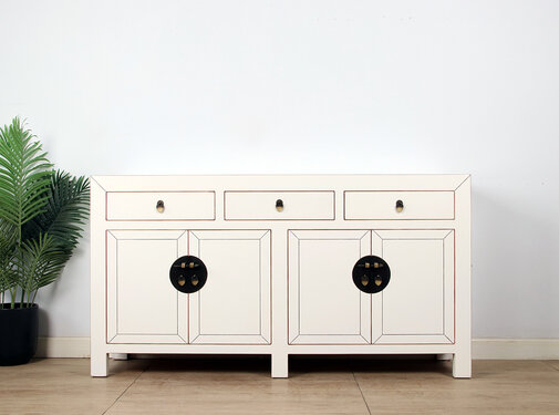 Yajutang Chinese sideboard 4 doors 3 drawers Cream white