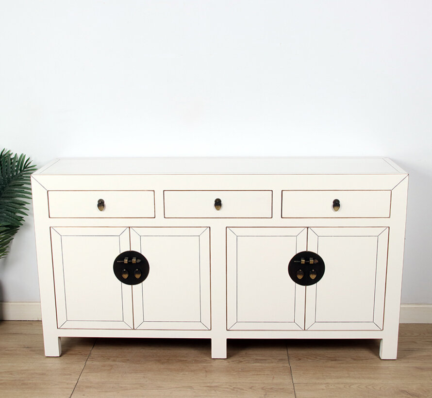 Chinese dresser sideboard 4 Türen 3 Schubladen Cream white