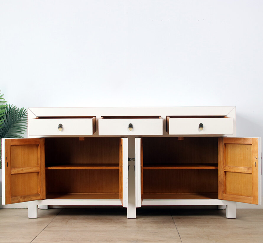 Chinese dresser sideboard 4 Türen 3 Schubladen Cream white